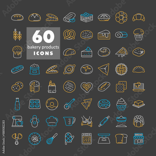 Bakery and Kitchen Essentials Vector Icon Set