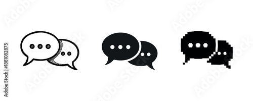 Illustrated speech bubbles in hand-drawn, solid, and pixelated styles