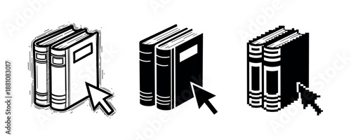 Digital concept of online books and learning with arrow cursors