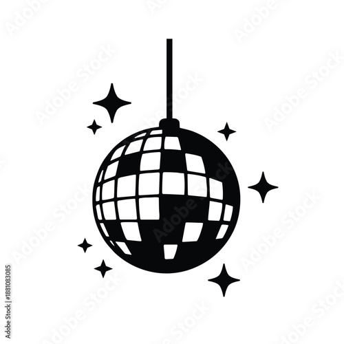 Disco Ball Party Icon Hanging with Stars