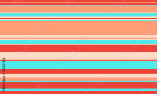 Vibrant horizontal stripes in coral, peach, and turquoise create a cheerful, summery background. Perfect for websites, textiles, or any design needing a playful, modern aesthetic.