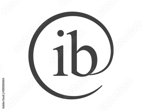 IB logo from two letter with circle shape email sign style. I and B round logotype of business company