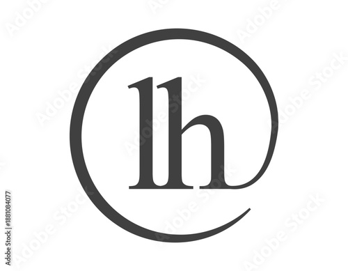 LH logo from two letter with circle shape email sign style. L and H round logotype of business company