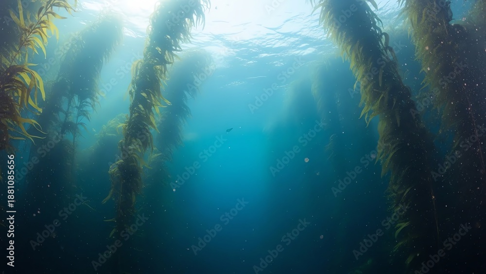 Obraz premium Kelp forest underwater sunlight scene