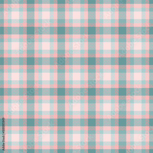 Designer textile background check, variety fabric texture pattern. Setting seamless plaid vector tartan in light and teal colors.