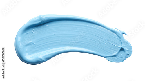 Obraz na plátně Bright blue acrylic paint brush stroke with glossy texture and curved movement i
