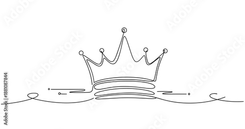 Continuous line art of a crown with elegant swirls. No editable strokes