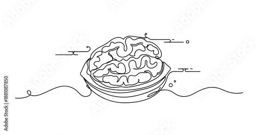 Creative conceptual line art of brain with abstract patterns. No editable strokes