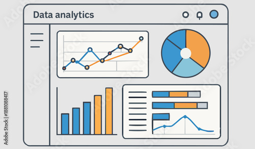 Data analytics dashboard with charts and graphs