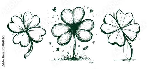 Hand-Drawn Clover and Shamrock Collection