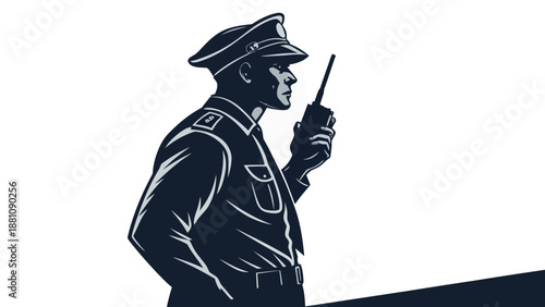 Security guard using radio communication device