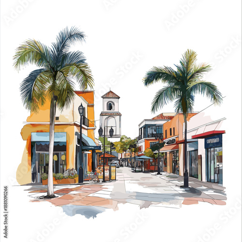 Ciudad del Este. Ciudad del Este hand drawn watercolor illustration