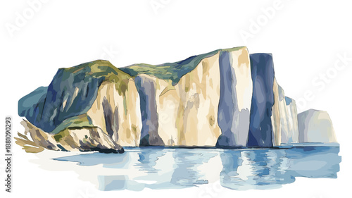 North Cape. North Cape watercolor vector illustration