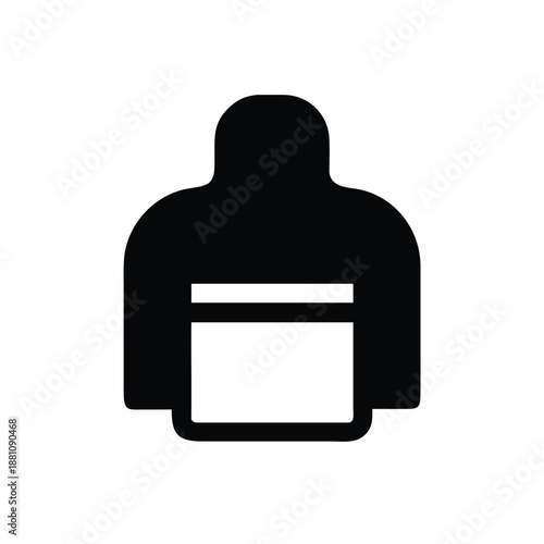 Down Jacket Silhouette Vector, Winter Down Jacket Silhouette Icon, Puffer Jacket Silhouette Design, Cold Weather Down Jacket Outline, Minimal Down Jacket Clothing Silhouette