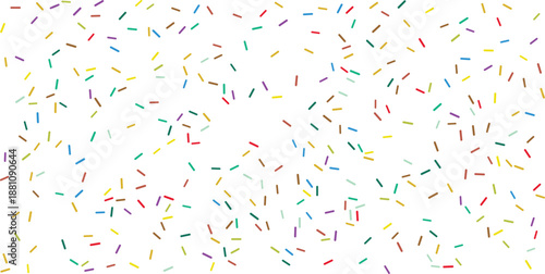 Colorful Rainbow Sprinkles Confetti Pattern isolated on Transparent Background