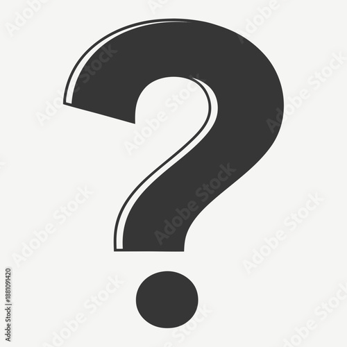 A large question mark symbol in black color