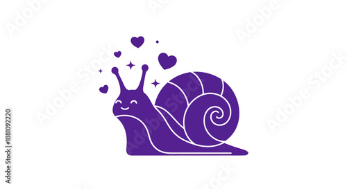 Cartoon snail illustration with hearts isolated on white background vector design