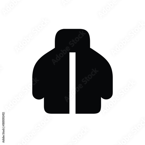 Down Jacket Silhouette Vector, Winter Down Jacket Silhouette Icon, Puffer Jacket Silhouette Design, Cold Weather Down Jacket Outline, Minimal Down Jacket Clothing Silhouette