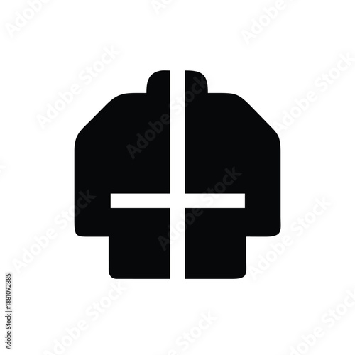 Down Jacket Silhouette Vector, Winter Down Jacket Silhouette Icon, Puffer Jacket Silhouette Design, Cold Weather Down Jacket Outline, Minimal Down Jacket Clothing Silhouette