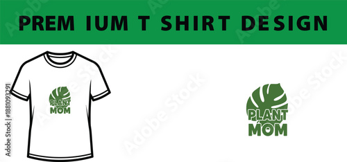 Plant Mom Monstera Leaf T-Shirt Design Mockup isolated on Transparent Background
