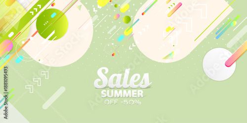 New Sales and bright juicy summer abstract fluid creative banner, trendy bright neon colors with dynamic lines