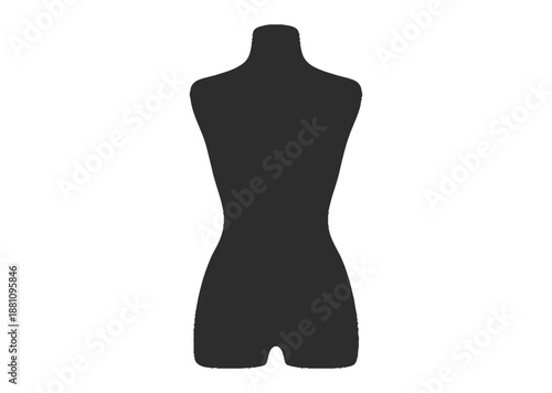 Black female mannequin torso silhouette on white background