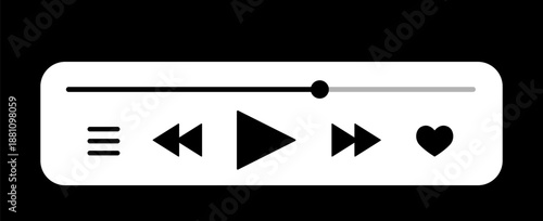 Sleek white audio player, minimalist music control, clean theme interface, professional sound playback, multimedia navigation, and elegant icons
