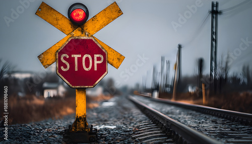 railway crossing signal sign stop transportation