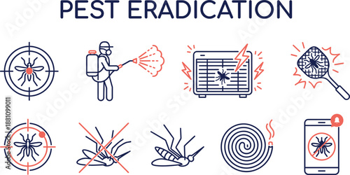 Pest Eradication Concept Illustration Showing Insect Control, Extermination Methods, Mosquito Prevention, Detection, and Protection Solutions for Home, Health, and Environmental Safety