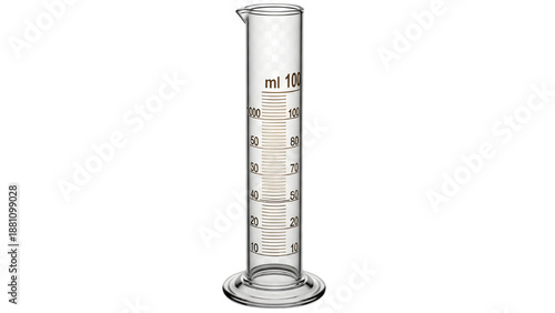 Clear Glass Graduated Cylinder 100 ml Isolated on Transparent Background PNG

