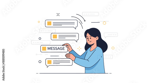 Asian female adult engaging with digital messages online