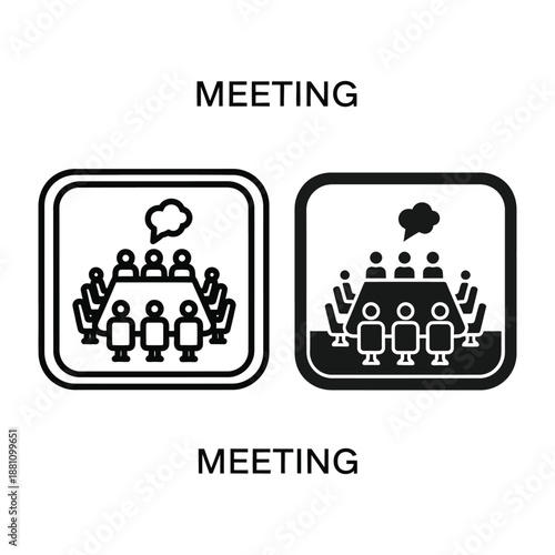 Business Meeting Icons - Group Discussion Symbols