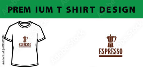 Espresso Coffee Pot T-Shirt Design Vector Mockup isolated on Transparent Background