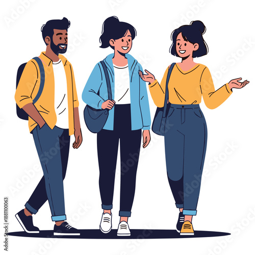 Diverse young adults engaging in outdoor conversation