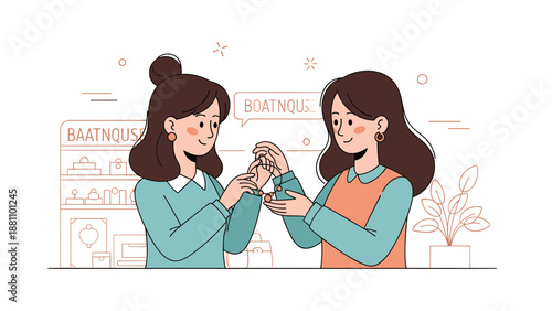 Two hispanic young women enjoying coffee together in a cozy café setting