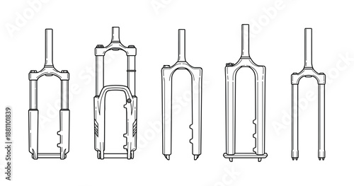 Bicycle fork designs: multiple views and blueprints