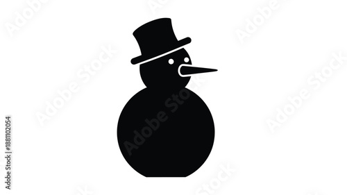 a black silhouette of a snowman wearing a top hat