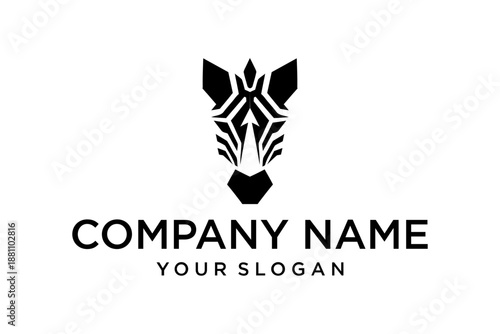 Abstract Geometric Zebra Head Logo Design in Black and White