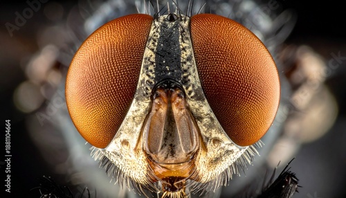 extreme macro of a fly’s compound eyes showing perfect hexagonal detail