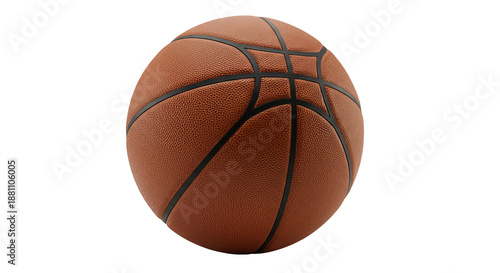 Basketball with black lines for sports and game concepts, isolated on transparent background.