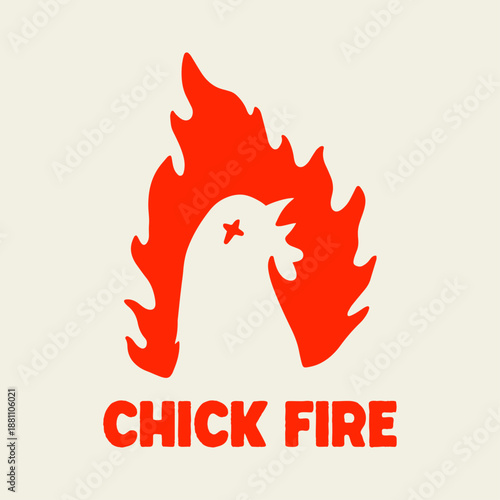 Minimalist flaming chicken fire logo