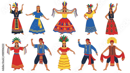 Vibrant Cultural Dancers Performing Traditional Folk Dance in Colorful Costumes from Various Regions