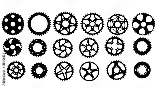 Collection of Various Mechanical Gears and Cogs Isolated on a Plain Background