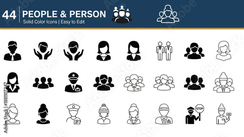Collection of People and Person Icons in Various Styles and Formats