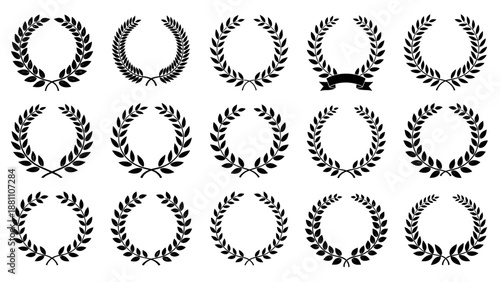 Collection of elegant laurel wreaths and frames in various designs and styles