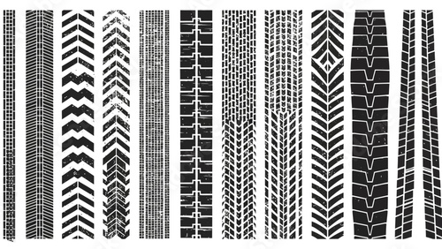 Vector illustration of diverse chevron patterns displayed vertically in a grid format