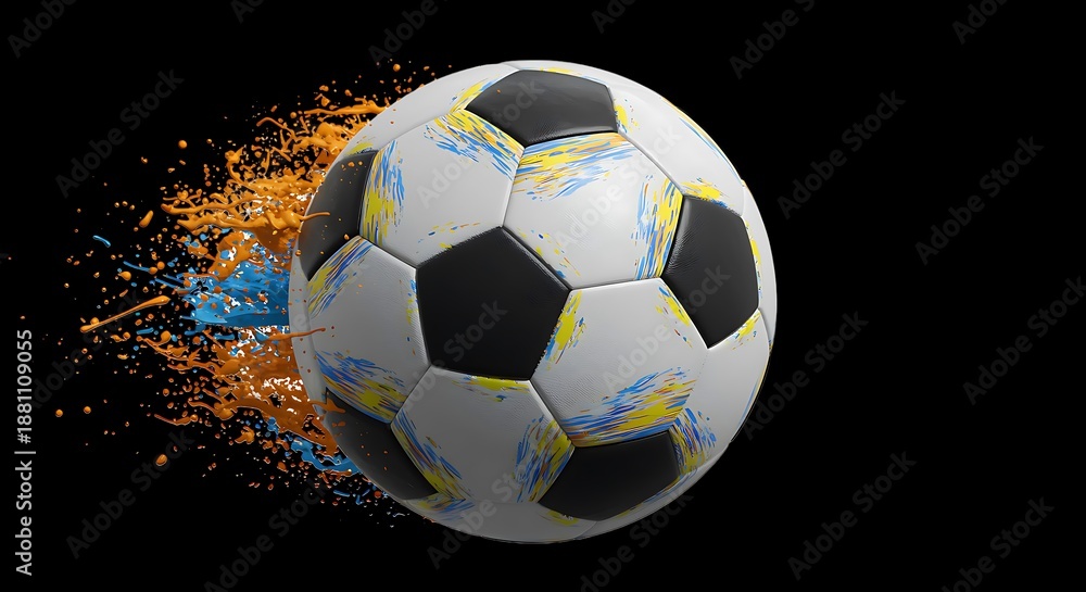 Naklejka premium Dynamic Soccer Ball with Splash Effect