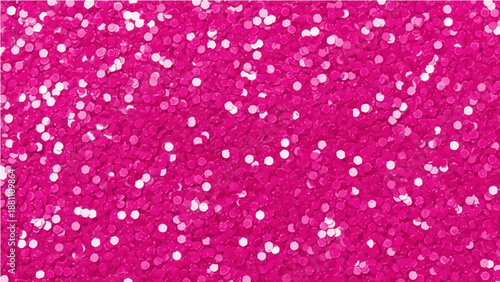 Vibrant Hot Pink Loose Sequins Texture Background. Top View of Dense Magenta Confetti Pile for Disco Party and Costume Design.