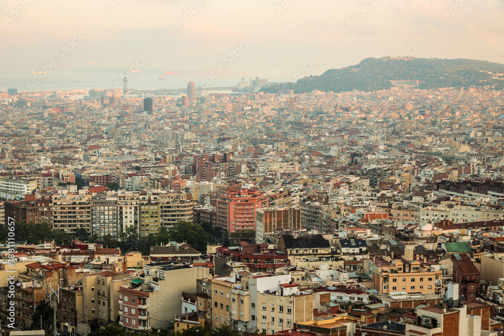 Fototapeta premium Vantage point of Barcelona with views of Montjuïc