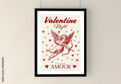 Vintage Cupid Valentine Poster Layout